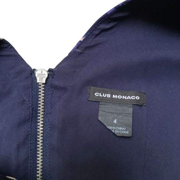 Club Monaco Abstract Print Sleeveless Dress Size 4 | Purple Navy Cream Cocktail - Picture 12 of 13